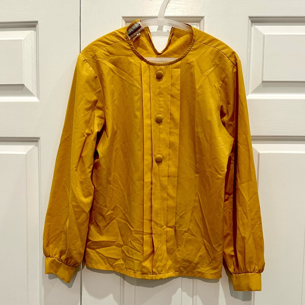 VINTAGE Mustard Yellow Buttoned Blouse Size 8
